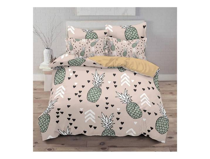 LuxusKollektion Kinderbettwäsche Bettwäsche Set Ananas 220x240cm + 2 Kissen 80x80cm