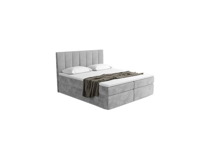 Design Boxspringbett „Saudade“ mit Ablagefach, Samt Hellgrau BLOOMINGLOFT Collection