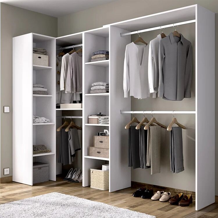 garneroarredamenti Cabina armadio angolare 228x187h cm 4 scomparti bianco Rincon