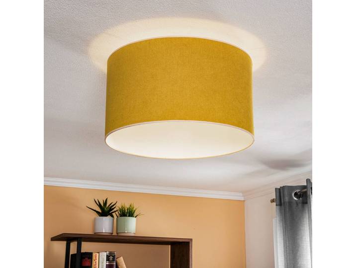 Deckenleuchte Pastell Roller Duolla, dimmbar, gelb / orange, für Wohn- / Esszimmer, Textil / Stoff / Seide, Junges Wohnen