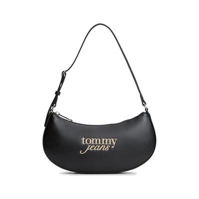 Schultertasche TOMMY JEANS "TJW MUST SHOULDER BAG", Damen, Gr. B/H/T: 27,5cm x 14,5cm x 3cm, schwarz, Lederimitat, Taschen Schultertasche, Damen Handtasche, Umhängetasche mit Kontrast-Logo
