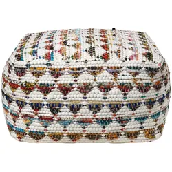 SITZPOUF creme-bunt gemustert 60/60/30 cm