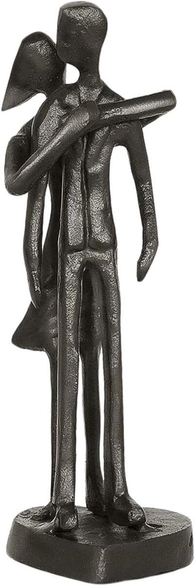 Handgemaakt gietijzeren liefdesbeeldje bruin - Stel sculptuur - Hoogte: 15 cm