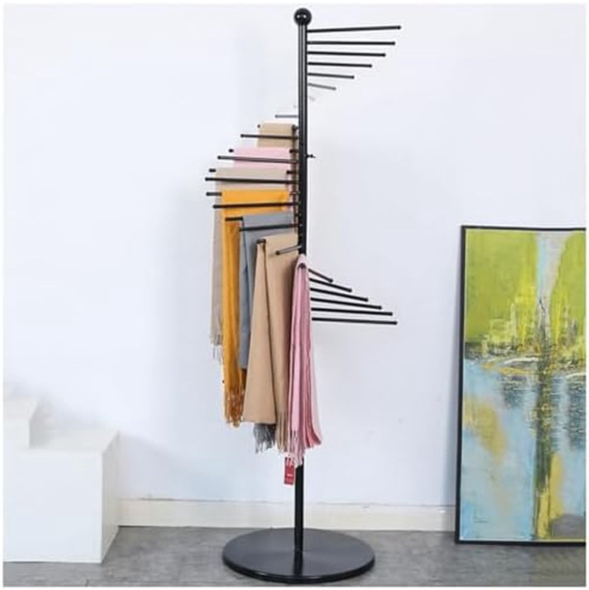 Zwart Sjaalrek Riemhanger met Spiraalvormig Ontwerp, Hoogte: 170 cm