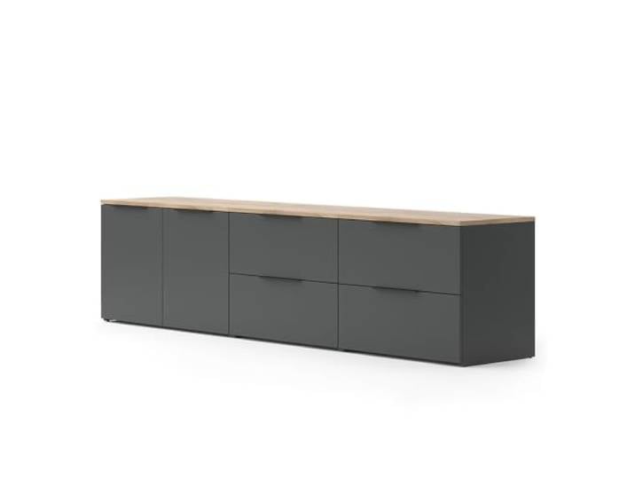 Vicco Wohnwand Wido , Anthrazit 3 Teile, kombinierbar mit weiteren Elementen der Wido Serie