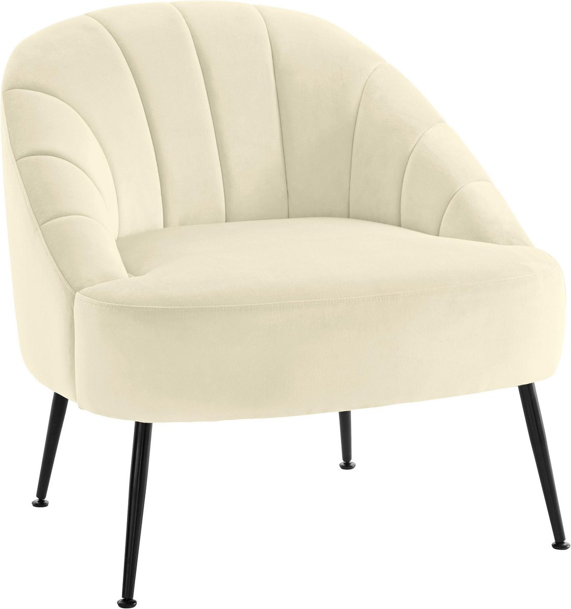Notio Living Quincy Lounge stoel in crème wit fluweel met metalen onderstel