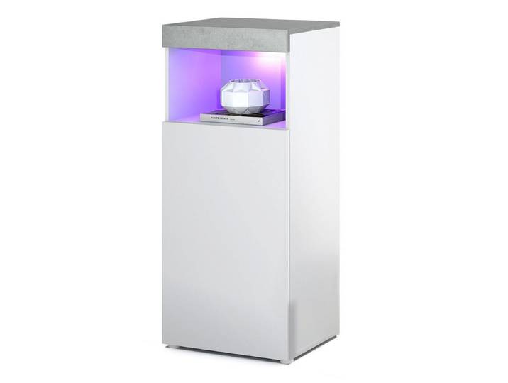 Vladon Standvitrine Pure (Vitrine, Korpus, Beton Oxid Optik Front mit LED Beleuchtung) Farbige oberfront