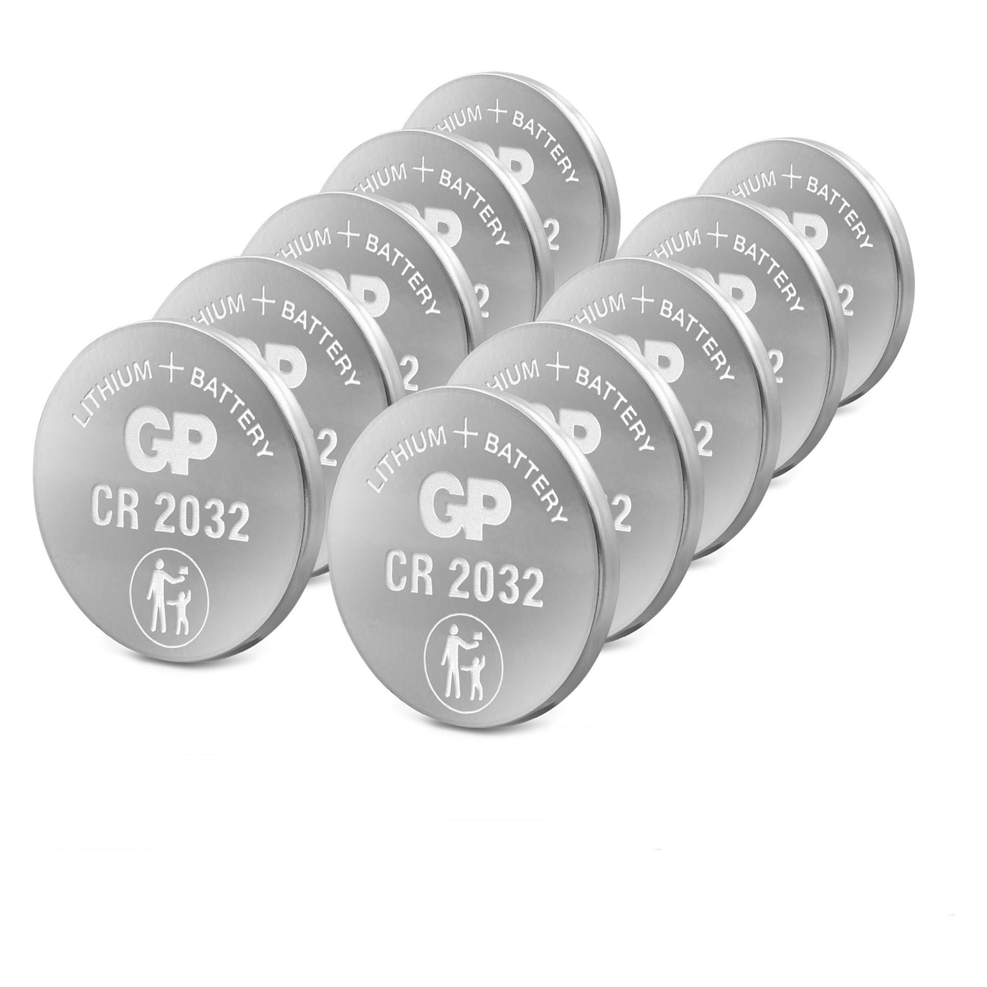 GP Batteries Knopfzelle Lithium (10 Stk., CR2032, 220 mAh) (0602032C10)