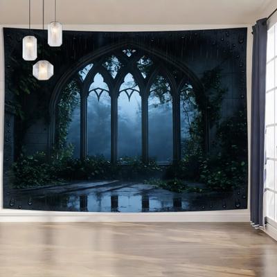 Inspire Essentials Gothic Window Landscape Tapestry Nature Wall Decor For Bedroom And Living Room 10 180x280cm71x110in