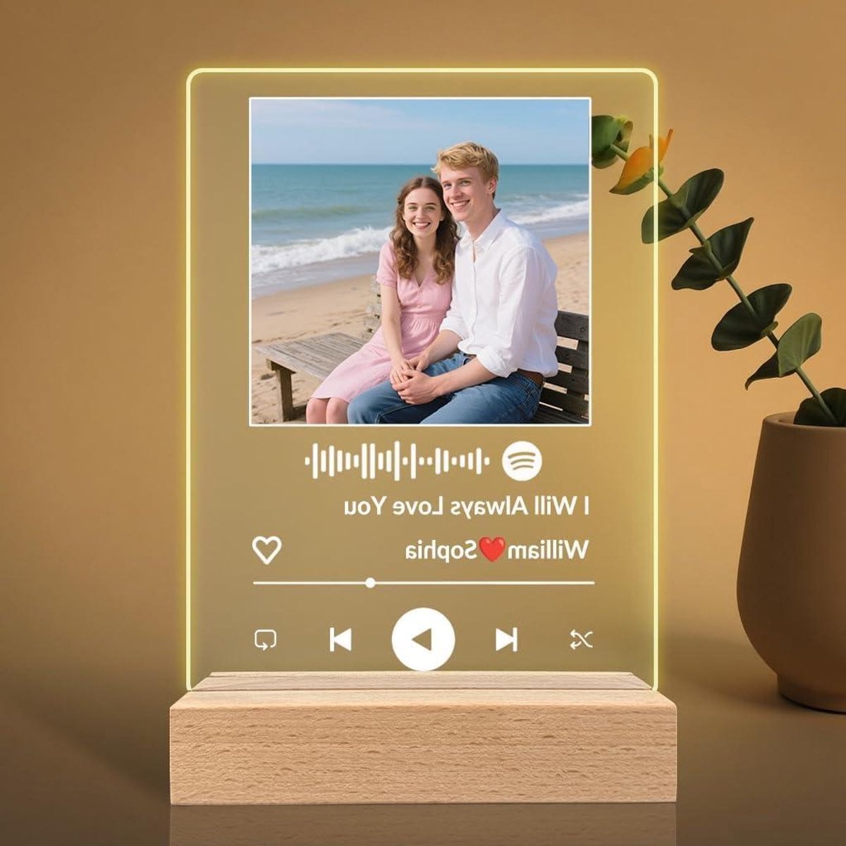 Gepersonaliseerde Acryl Fotolijst Spotify Plaquette Muziek Frame met Scanbare Muziekcode Verticaal Rechthoekig