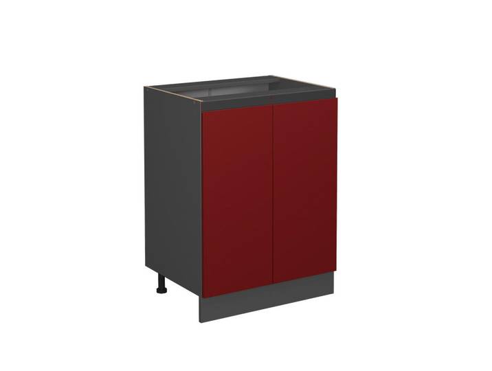 Vicco Küchenunterschrank R-Line Rot 60 cm J-Shape, ohne Arbeitsplatte, Rot, Anthrazit, Holzwerkstoff, 1 Fächer, Rechteckig, 60x81.6x46 cm, Küchen, Küchenmöbel, Küchenschränke, Küchenunterschrank