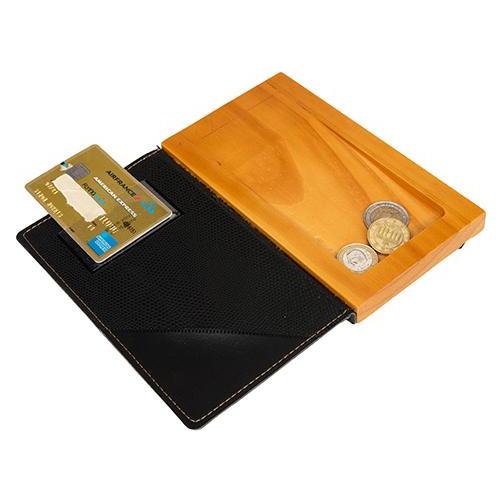 Securit Rechnungsmappe WOOD, aus Leder und Holz, schwarz (8719075283219)