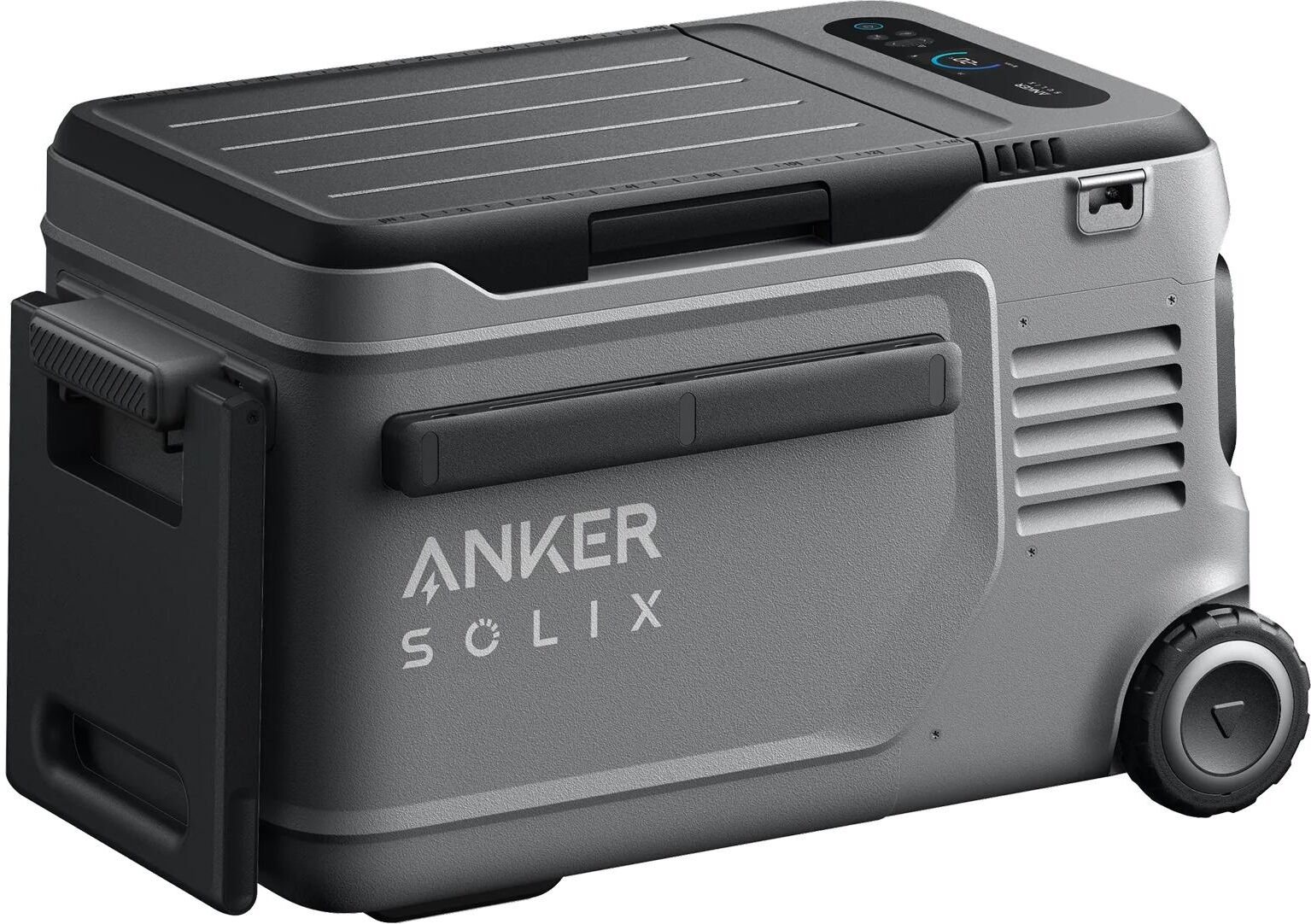Elektrische Kühlbox ANKER "EverFrost Powered Cooler 2 23 l", Energieeffizienz: B, grau (schwarz), Kühlboxen, Elektrische Kühlbox, Robuste, akkubetriebene Kühlbox mit praktischem Rollendesign schwarz Einheitsgröße
