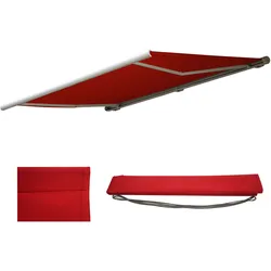 Ersatz-Bezug für Markise H122, Vollkassette Ersatzbezug Sonnenschutz 4x3m ~ Polyester bordeaux-rot