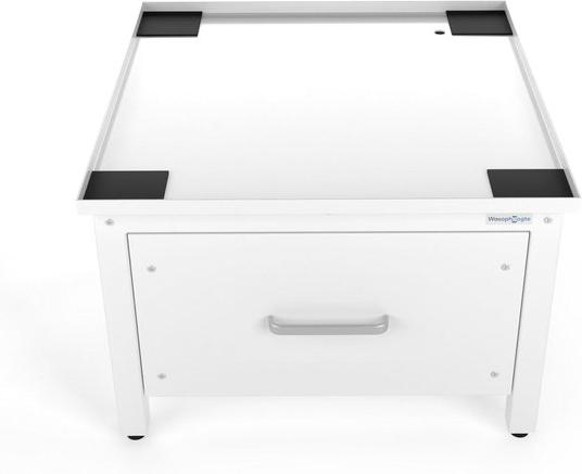 Waschmaschinen-Erhöhung mit Schublade - Erhöhte Waschtisch-Konstruktion - Fuß für Waschmaschine - 42 cm hoch - Weiß - Universell - Inklusive Auffangbehälter