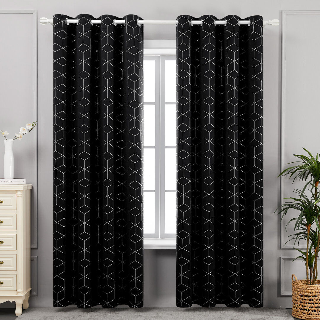 George Oliver Bost Room Darkening Thermal Curtains Black Width 168 x Drop 229 cm