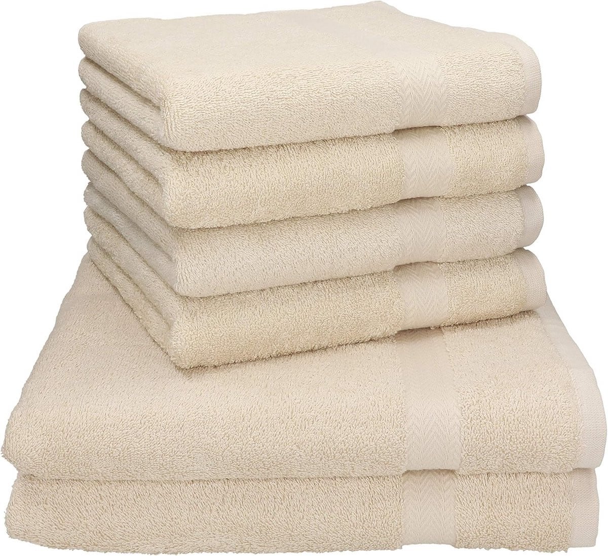 Premium 6-delige Badlinnen Set Zandkleur - 2x Douchelakens 50x100 cm en 4x Handdoeken