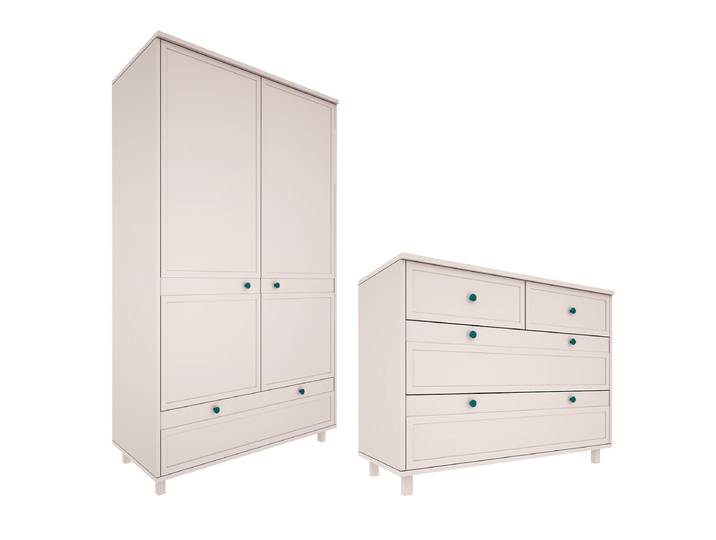 Commode 4 tiroirs et armoire 2 portes Wood Luck Gabriel - Cachemire