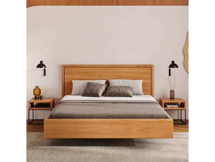 Linea-Schwebebett aus Massivholz 180x200 cm Danzz