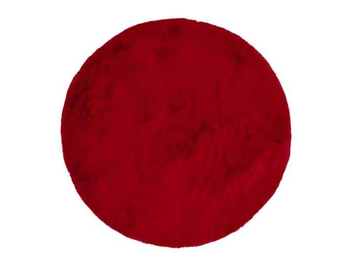 Hochflor-Teppich OCI DIE TEPPICHMARKE ROCKY SOFT, Fell Haptik , rot, H:35mm Ø:160cm, Polyester, Teppiche, Hochflor-Teppich, Kunstfell, weich, kuschelig, maschinell gewebt, Kaninchen Haptik