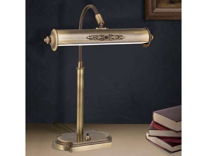 Bureaulamp Picture, brons / oud-messing, Werkkamer / Kantoor, Messing, Antiek, bureaulamp