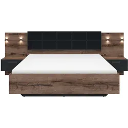 BETT 180/200 Romane Holz und Schwarz