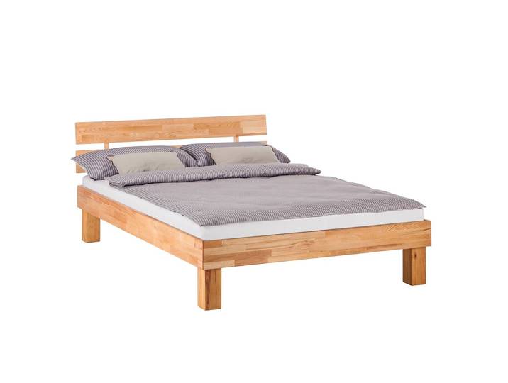 Massivholzbett AresWOOD 120 x 200cm Massivholz Kernbuche, geölt Braun/Beige/Kernbuche mit Kopfteil Kernbuche