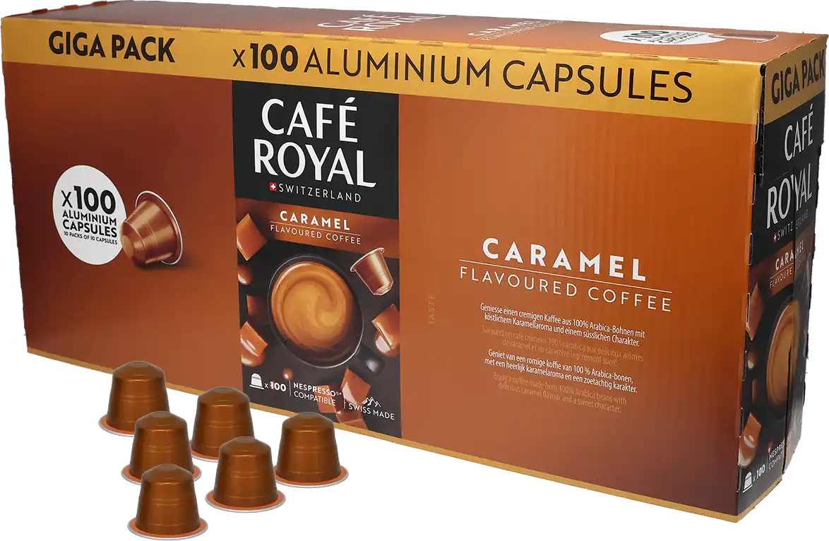 Café Royal   Caramel - 100 Capsules de café pour Nespresso® - Café noir - Café Caramel - Compatible Nespresso®