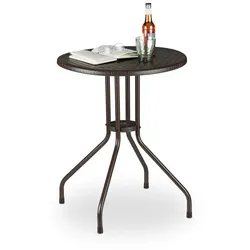 Relaxdays Gartentisch rund braun Dunkelbraun