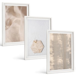BILDER SET 3er Set - 40x60 cm Weißer Rahmen - Subtile Texturen, Boho-Natur