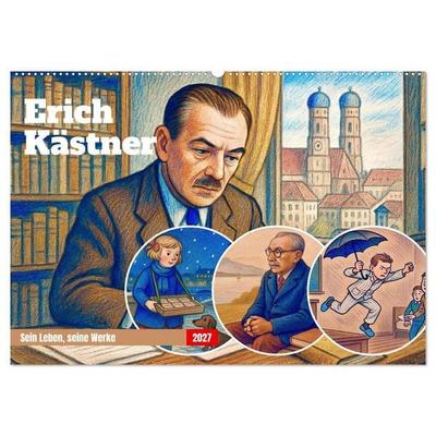 Erich Kästner (Wandkalender 2027 DIN A2 quer), CALVENDO Monatskalender