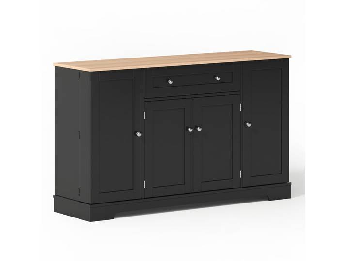 Buffet de cuisine en mdf avec rangement noir 138 cm