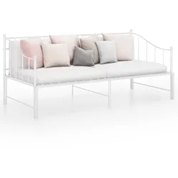 vidaXL Ausziehsofa Bettgestell Weiß Metall 90x200 cm