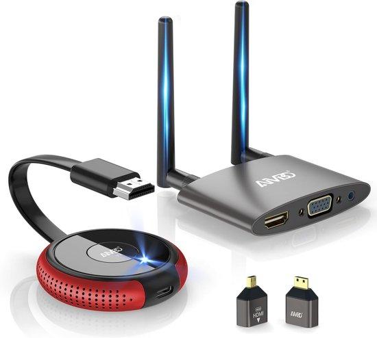 Drahtloser HDMI Sender - Video Audio Sender - Stream to TV - Doppelbildschirme HDMI VGA - 5x1x3 cm - Rot