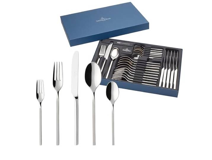 Villeroy & Boch – Newwave Tafelbesteck 30 Teilig Für 6 Personen, Spülmaschinenfest, Besteck Set, Essbesteck Set, Besteckset Mit Messer, Gabel, Löffel, Edelstahl