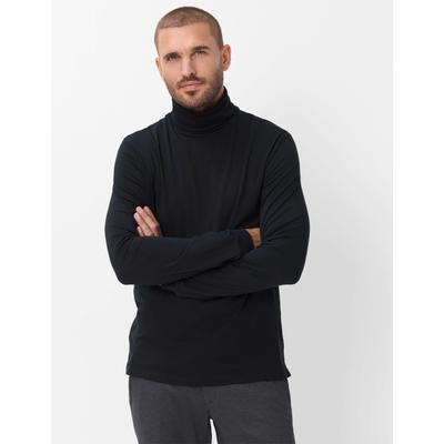 Rollkragenpullover BRAX "Style BENNO", Herren, Gr. S (48), schwarz, 98% Baumwolle, 2% Elasthan, Pullover Rollkragenpullover