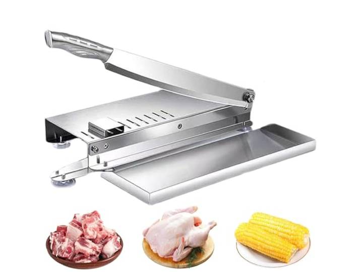 Vnook Fleischschneider, Edelstahl-Rippchenfleischschneider Manueller Knochenfleischschneider, Allesschneider, Geeignet für Küche, gefrorenes Fleisch, Gemüse, Knochen(M)