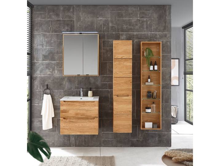 Armoire de toilette éclairée 60cm Marron