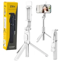 Selfie-Stick, Stativ, Telefon-Fernbedienung, Bluetooth-Halterung ZS8, Weiß