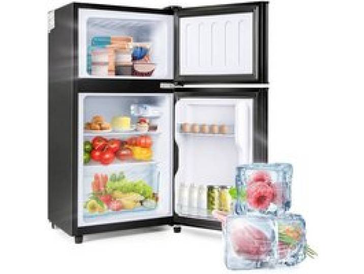 Petit Réfrigérateur 92 litres avec Congélateur 28L Frigo Combiné 2 Portes classe D Silencieux Frigo a éclairage LED Noir