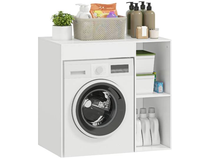 HOMCOM Meuble machine à laver, armoire machine a laver et sèche-linge avec 2 compartiments ouverts, 96 x 60 x 90,5 cm, blanc