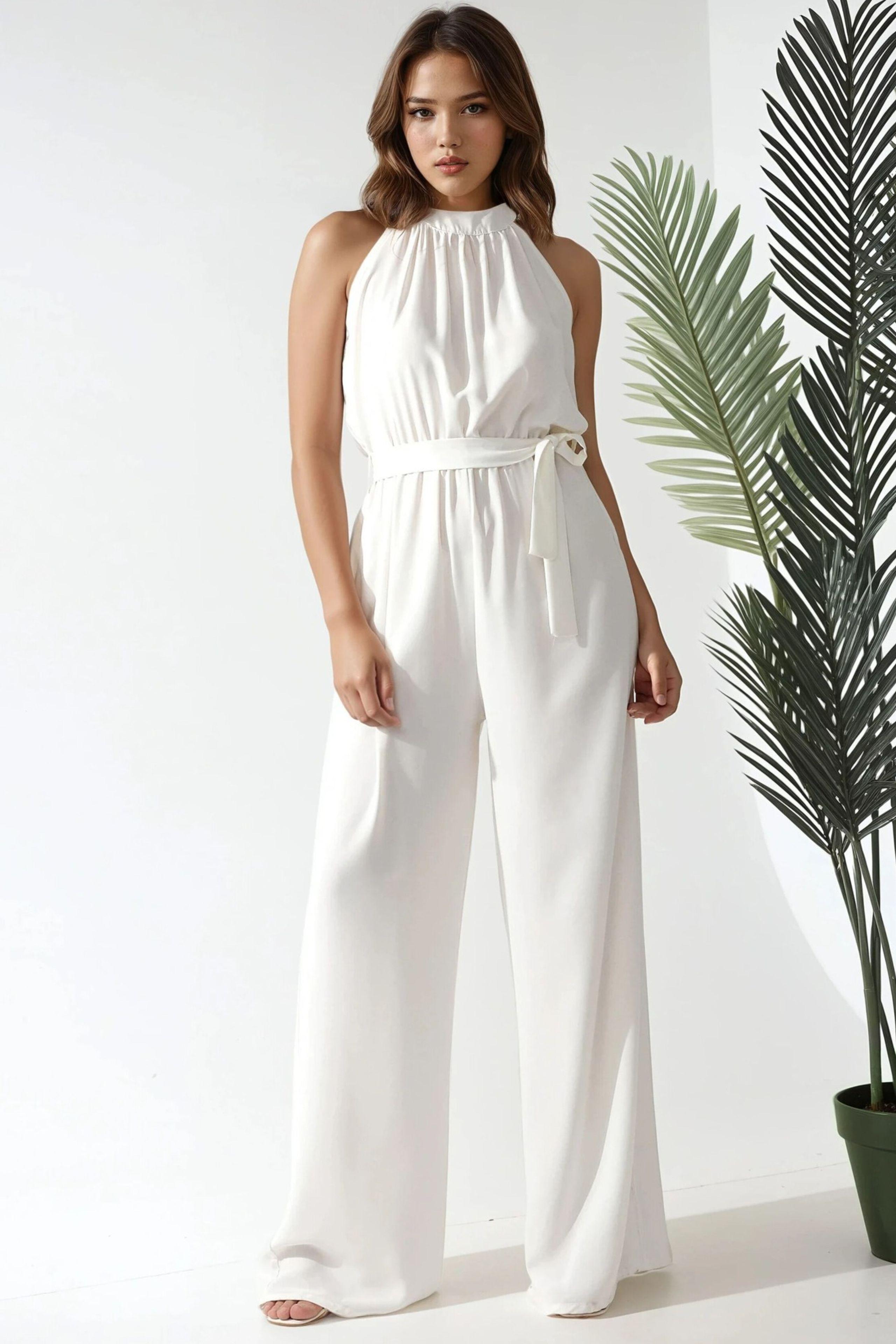 Brede Been Halter Nek Jumpsuit