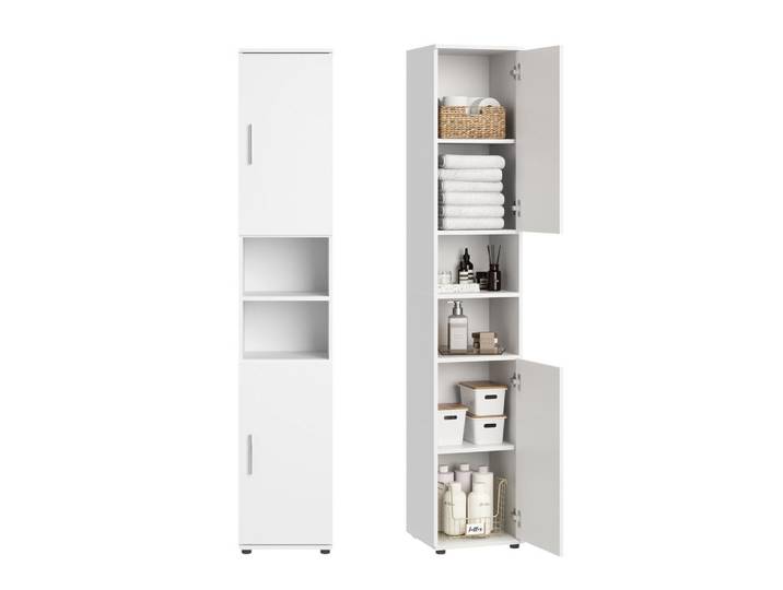 Home Collective Hochschrank in 35 cm Breite, Weiß, 35x187x35 cm, Badezimmer, Badmöbel, Hochschränke