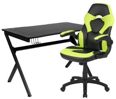 Lancaster Home Gaming Desk Bundle - Cup/Headphone Holders, Wire Management