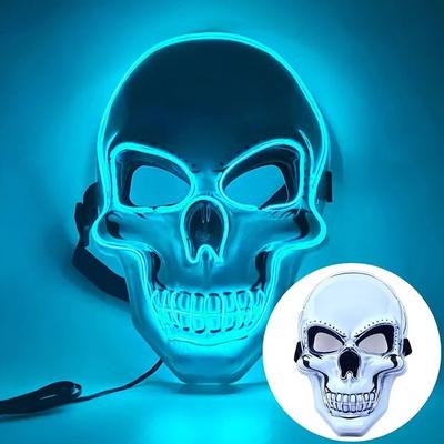 Combo Retail Shop Halloween Adult Purification Mask, LED Glowing Skull, Cold Light Mask, Terror Mask, Role Playing, Masquerade Ball blue