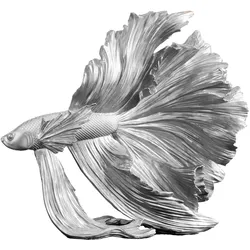 riess-ambiente Skulptur CROWNTAIL - Design Deko Figur Kampffisch35cm silber Betta Fisch Skulptur