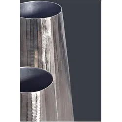 FineBuy, Vase, Vase 2er Set Blumenvase Aluminium Silber Wohndeko Tischvase Modern Rund (2x)