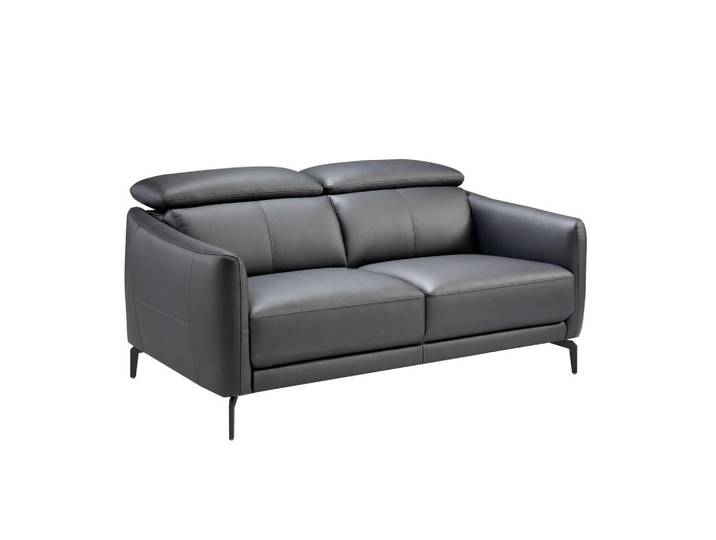 Angel Cerda Schwarzes 2-Sitzer-Ledersofa, Modell 6058, Schwarz, Echtholz,Kiefer, Füllung: Polyurethan (PUR),Polyurethan (PUR),Polyurethan (Pur), einzeln stellbar, 157x94x100 cm, Wohnzimmer, Sofas & Couches