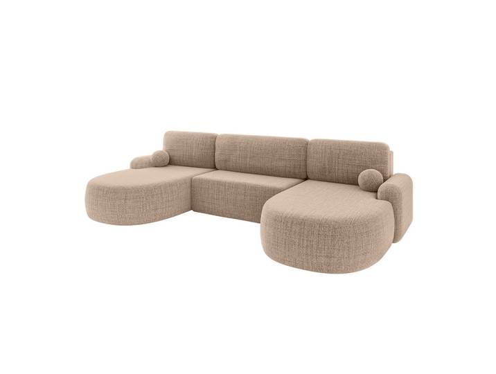 WOHNLANDSCHAFT mit Schlaffunktion und Bettkasten LIRA-U - 335x172x89 Dunkelbeige