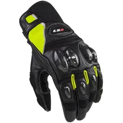 LS2, Motorradhandschuhe, Spark II Leder perforierte Motorrad Handschuhe, schwarz/neon, L (Herren, L)